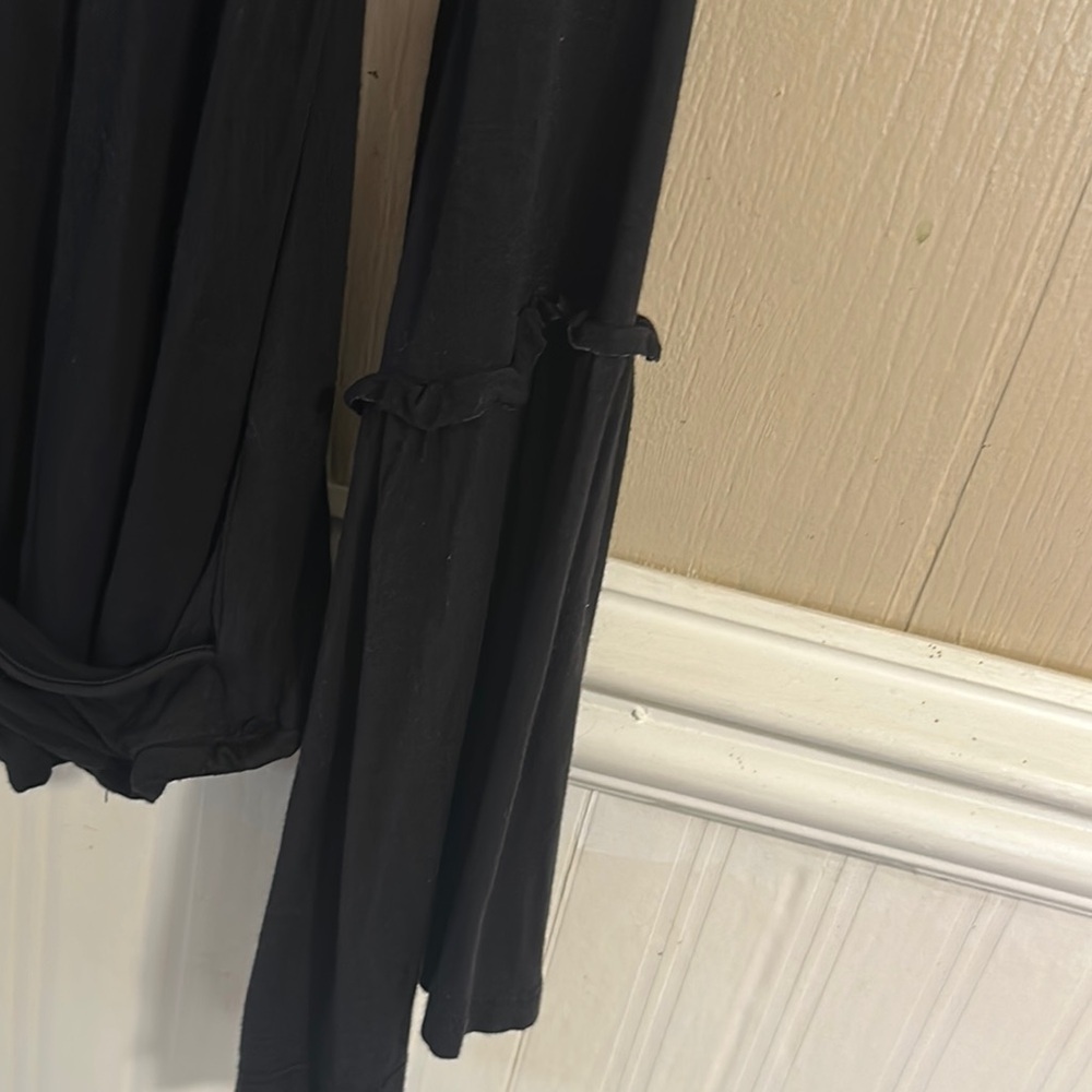 American Eagle Outfitters Black Wrap Blouse 3/4 Sleeve - Picture 7 of 15